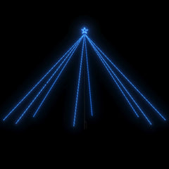 A 16-foot blue LED Christmas tree with a star topper and eight light strands.