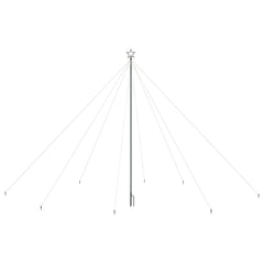 16ft blue LED Christmas tree with 800 LEDs on 8 strands, fold-flat frame, and ground stakes.