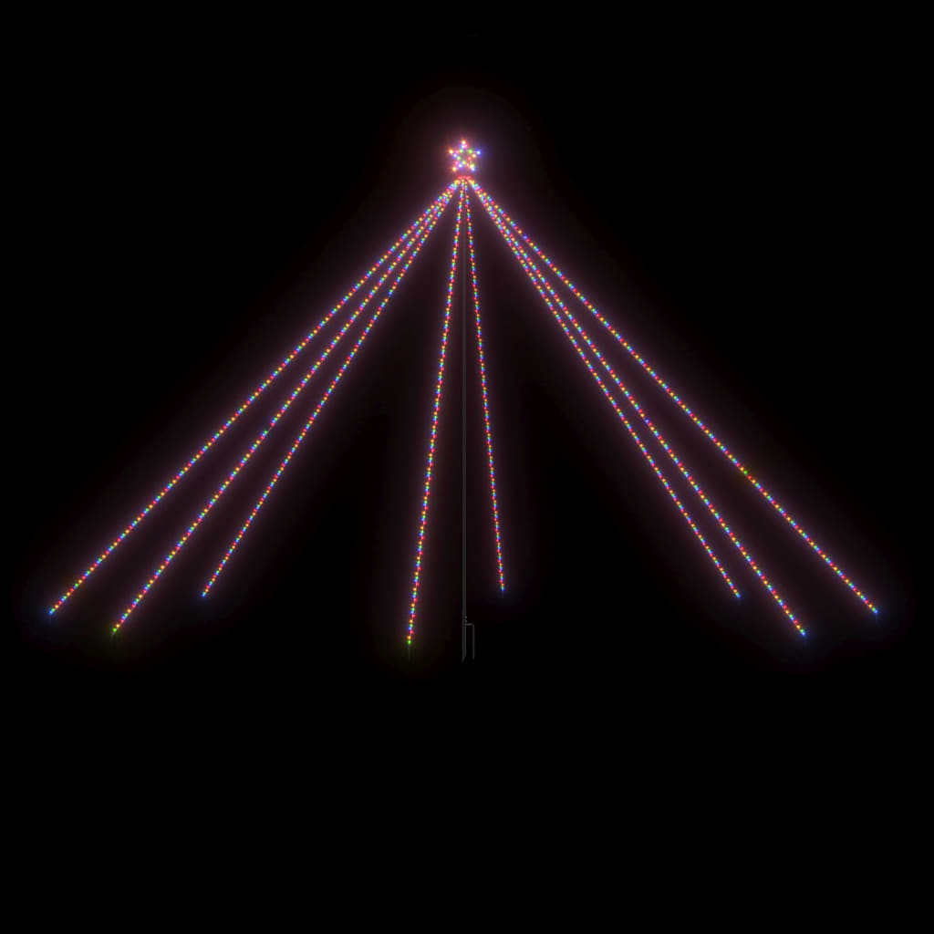 A 16-foot LED Christmas tree with 800 colorful lights on eight strands, glowing in a dark setting.