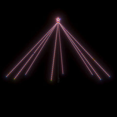 A 16-foot LED Christmas tree with 800 colorful lights on eight strands, glowing in a dark setting.