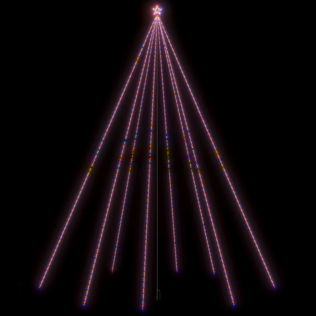 A 26ft LED Christmas tree with 1300 colorful LEDs on eight strands, topped with a star.