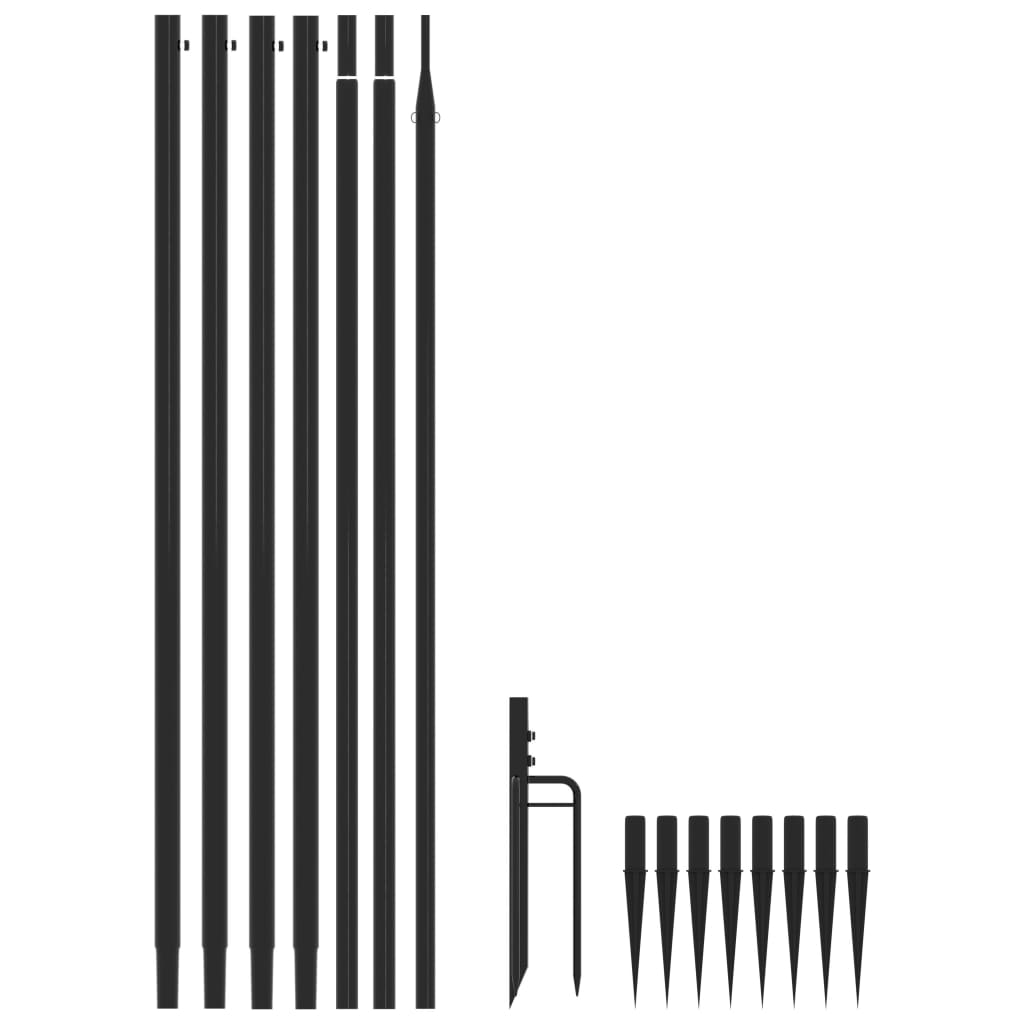 Set of eight 27ft LED light strands with aluminum poles and ground stakes for 26ft Christmas tree.