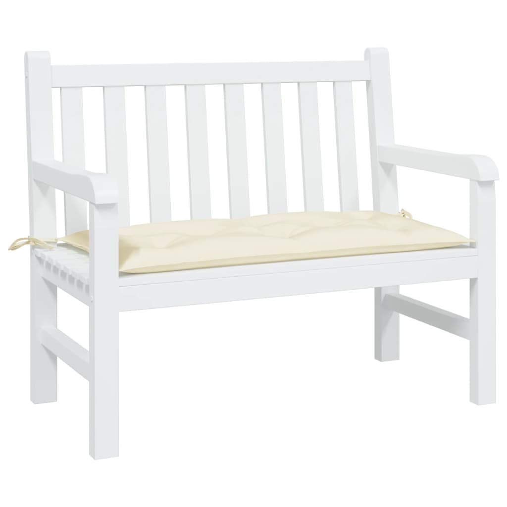 Cream white garden bench cushion made of durable Oxford fabric, 43.3 x 19.7 inches.