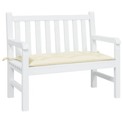 Cream white garden bench cushion made of durable Oxford fabric, 43.3 x 19.7 inches.