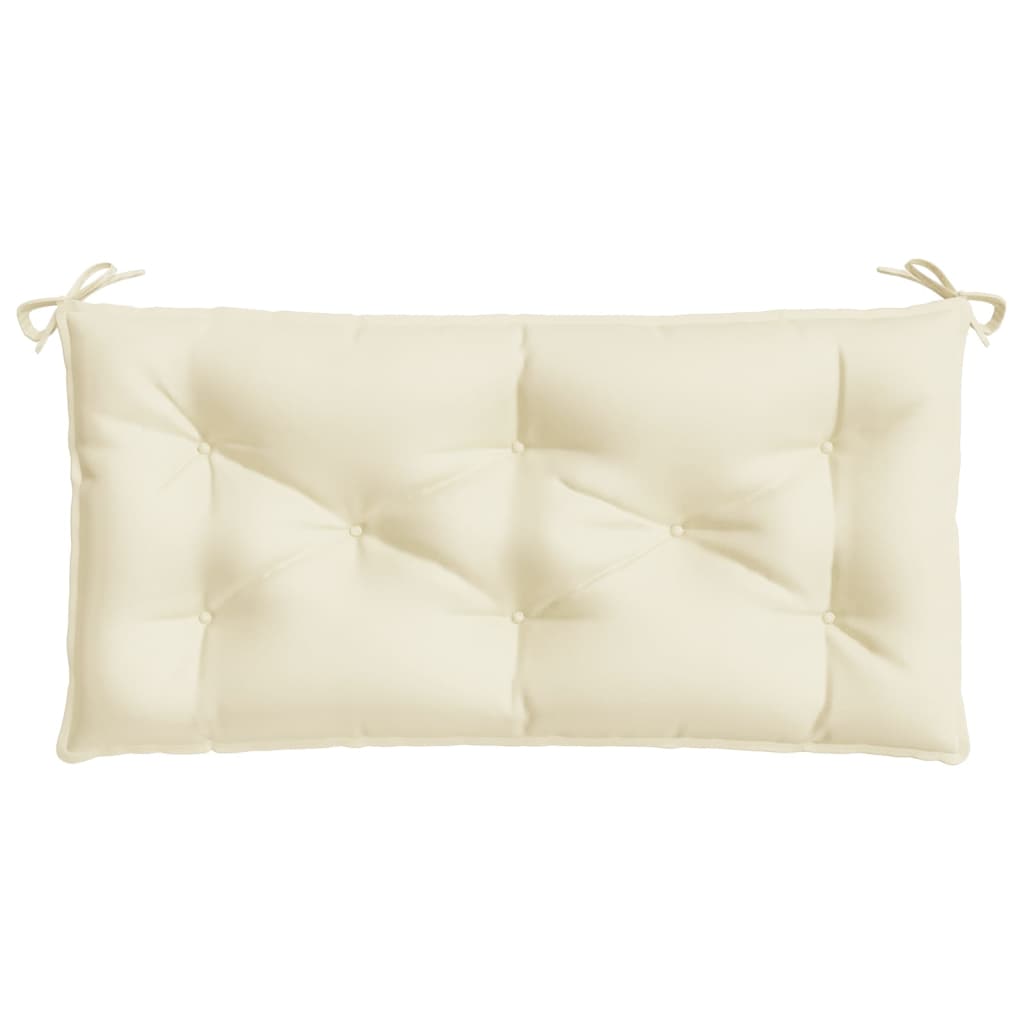 Cream white garden bench cushion made of durable Oxford fabric, measuring 43.3x19.7 inches.