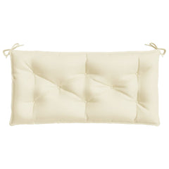 Cream white garden bench cushion made of durable Oxford fabric, measuring 43.3x19.7 inches.