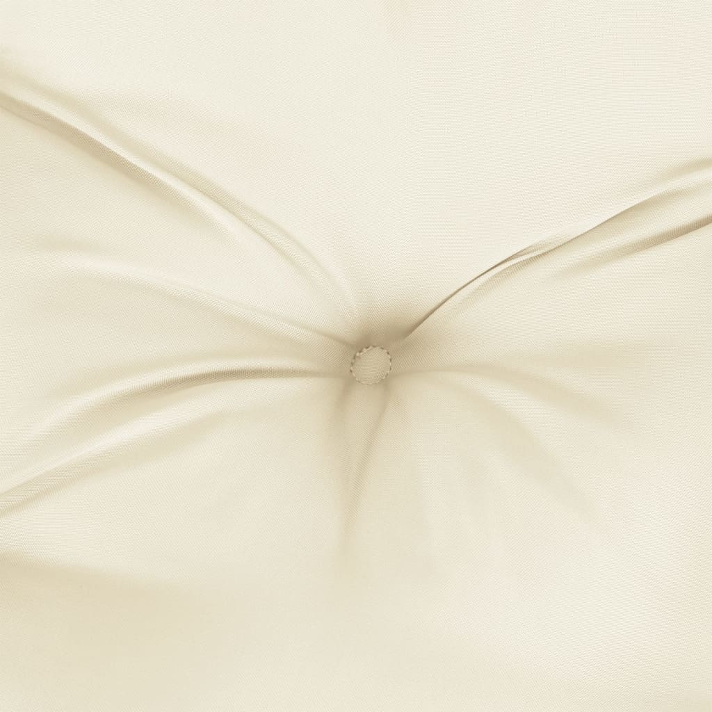 Cream white garden bench cushion made of durable Oxford fabric, measuring 43.3x19.7 inches.