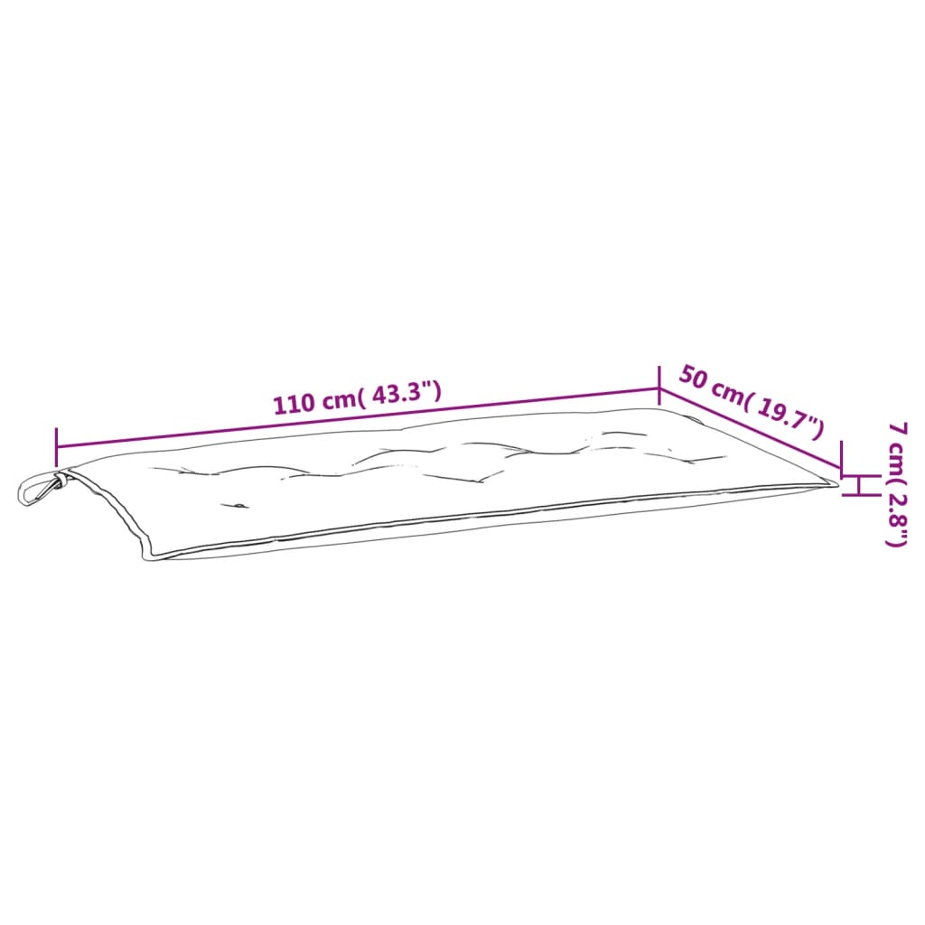 Cream white garden bench cushion made of durable Oxford fabric, 43.3x19.7 inches.