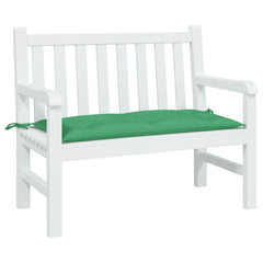 Green Oxford fabric garden bench cushion, 43.3x19.7x2.8 inches, with ties.