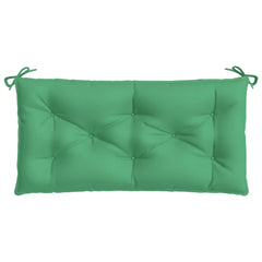 Green Oxford fabric garden bench cushion with ties, 43.3x19.7x2.8 inches, tufted design.