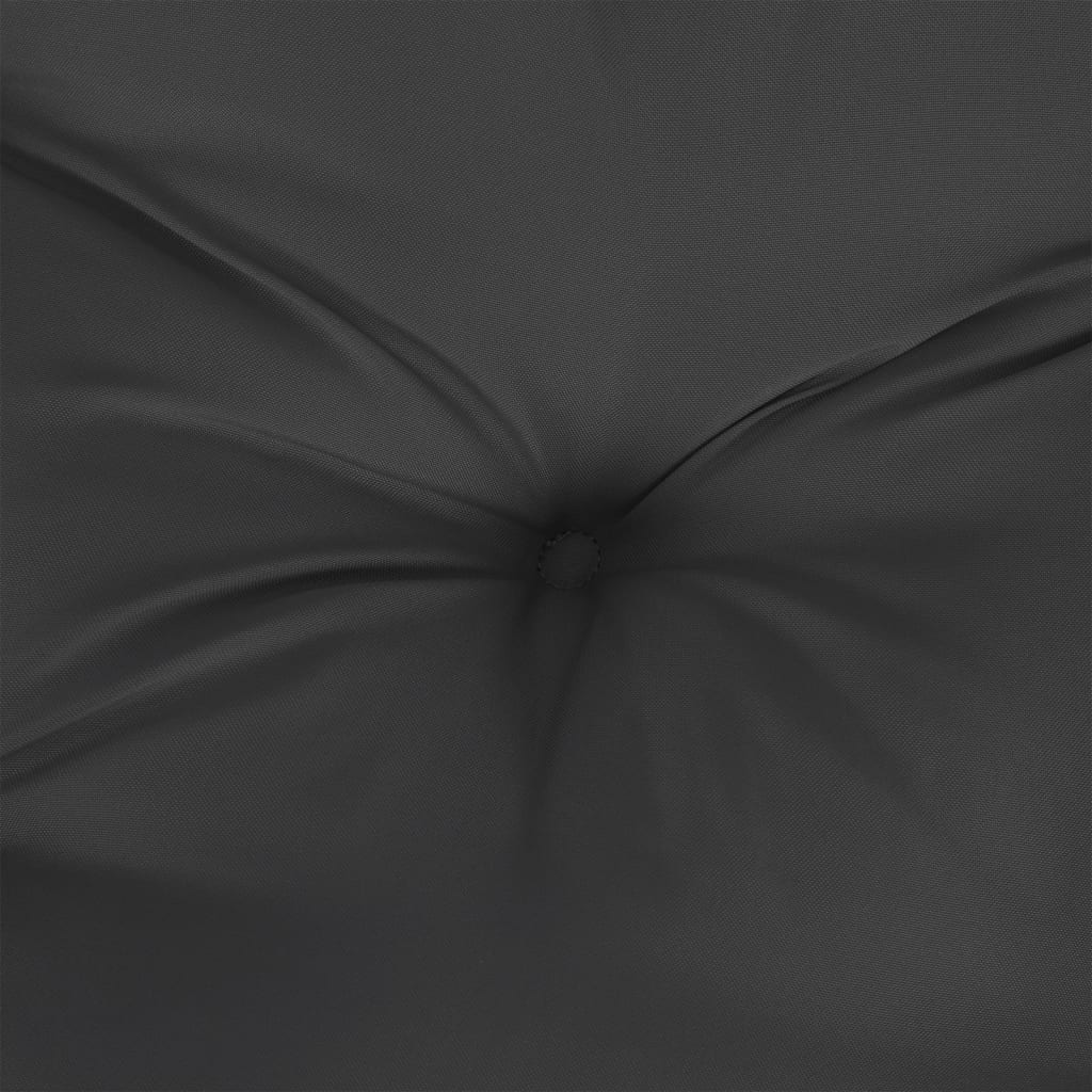 Black Oxford fabric garden bench cushion, 43.3x19.7x2.8 inches, with ties.