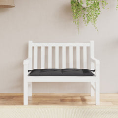 Black Oxford fabric garden bench cushion with ties, sized 43.3x19.7x2.8 inches.