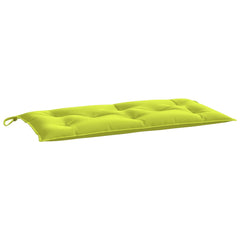 Bright green garden bench cushion made of Oxford fabric, measuring 43x20x3 inches.