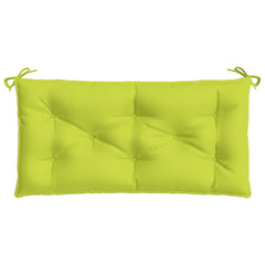Bright green Oxford fabric garden bench cushion with ties, 43x20x3 inches, tufted design.