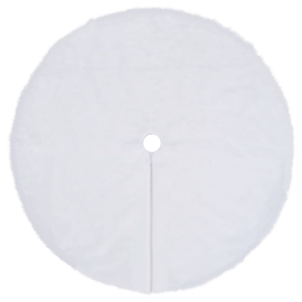 Round white faux fur Christmas tree skirt, 59.1 inches, with a 4-inch center hole.