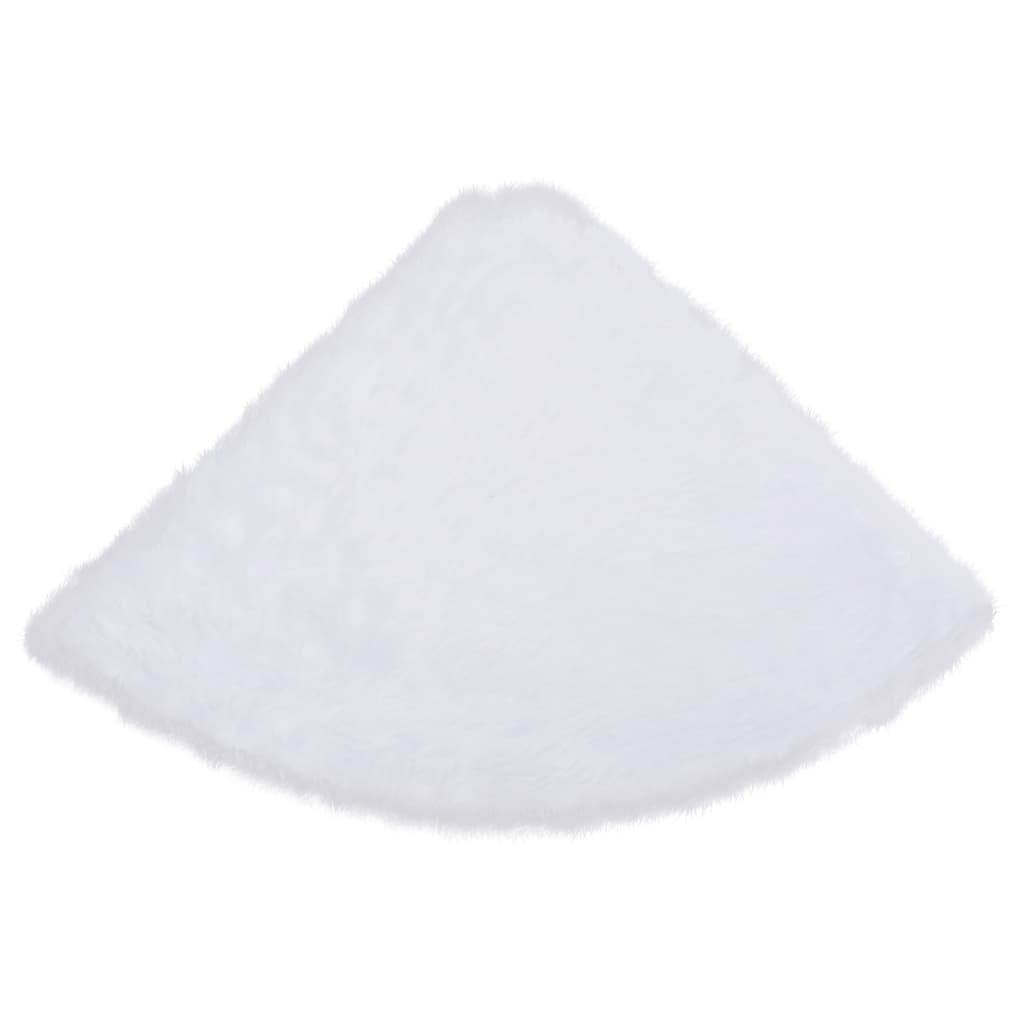 Round white faux fur Christmas tree skirt, 59.1 inches, with a soft, plush texture.