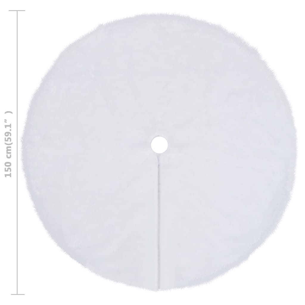 Round white faux fur Christmas tree skirt, 59.1 inches, soft texture and eco-friendly design.