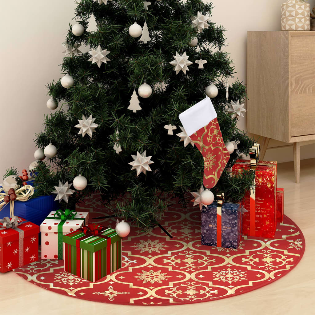 Christmas Tree Skirt Red 100% polyester fabric Large Foldable