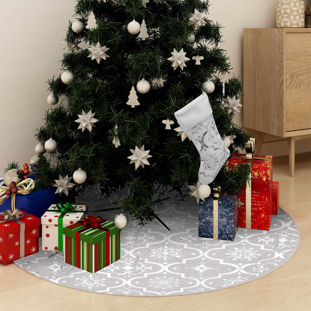 Christmas Tree Skirt White Polyester 35.4 in diameter Foldable