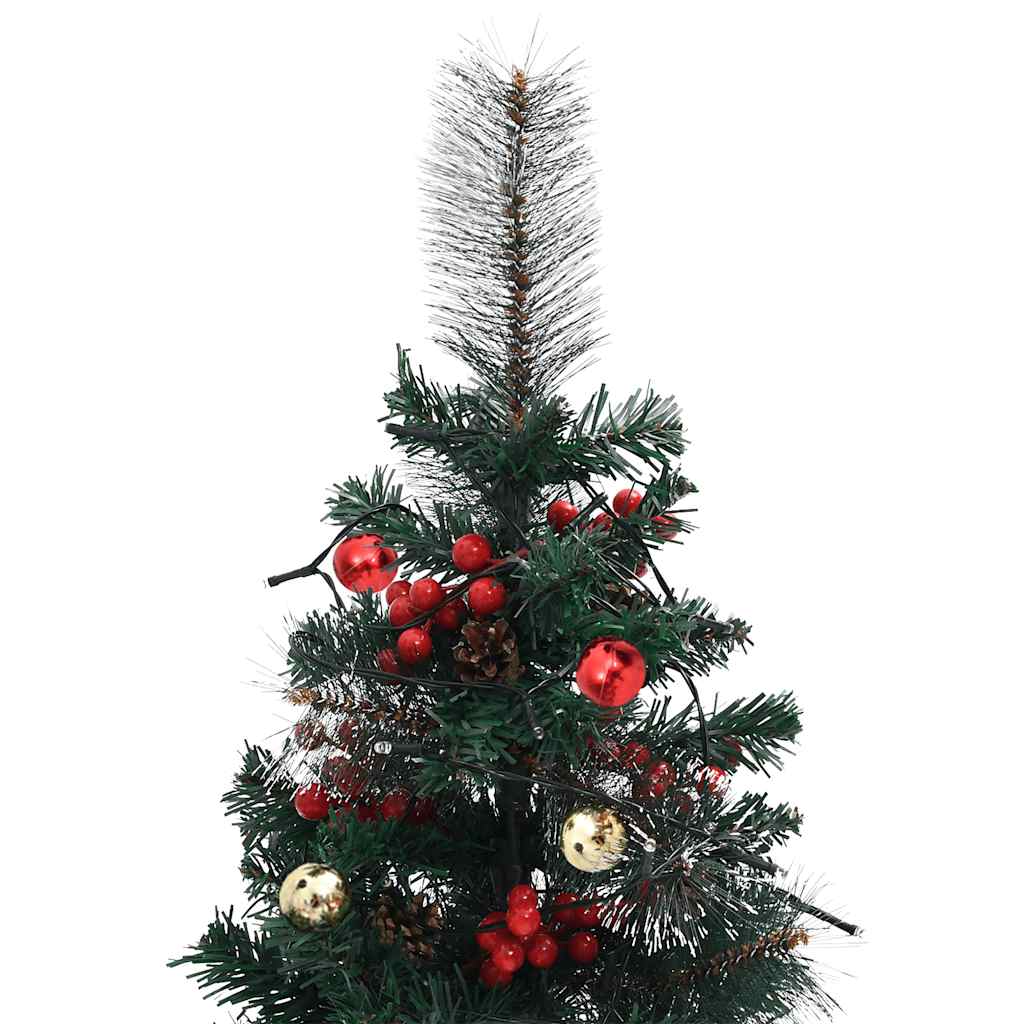 Two 29.9-inch pre-lit green artificial PVC Christmas trees with berries, pinecones, and ornaments.