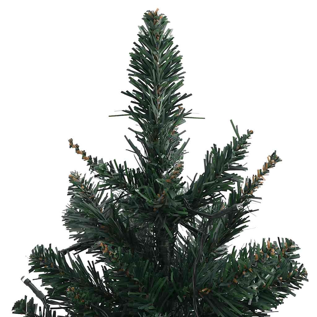 A 3 ft pre-lit artificial Christmas tree with green PVC branches and LED lights.