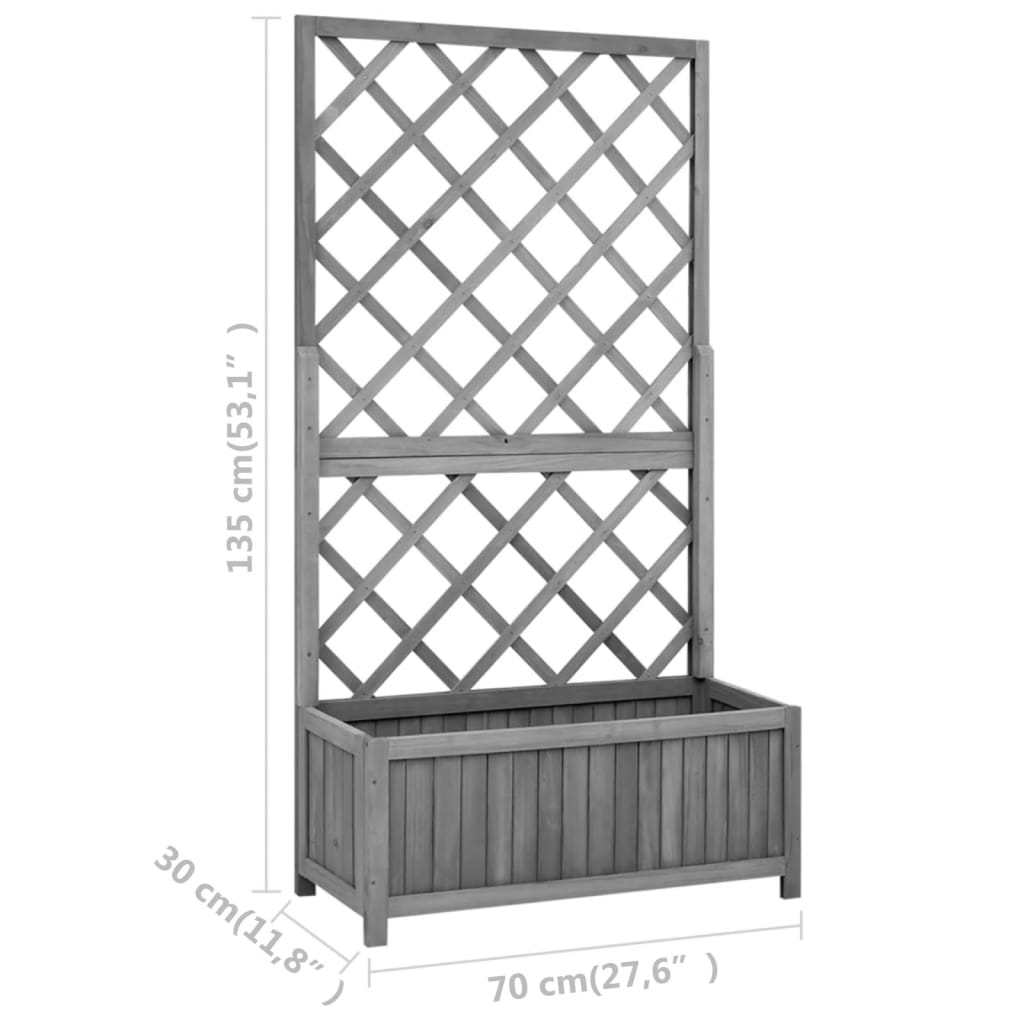 Garden Trellis Planter Black 27.6x11.8x53.1 Solid Firwood