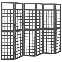6-Panel Room Divider/Trellis Solid Fir Wood Black 95.5x70.9