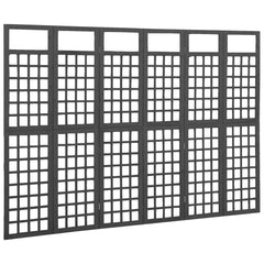 6-Panel Room Divider/Trellis Solid Fir Wood Black 95.5x70.9