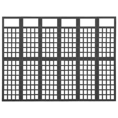 6-Panel Room Divider/Trellis Solid Fir Wood Black 95.5x70.9