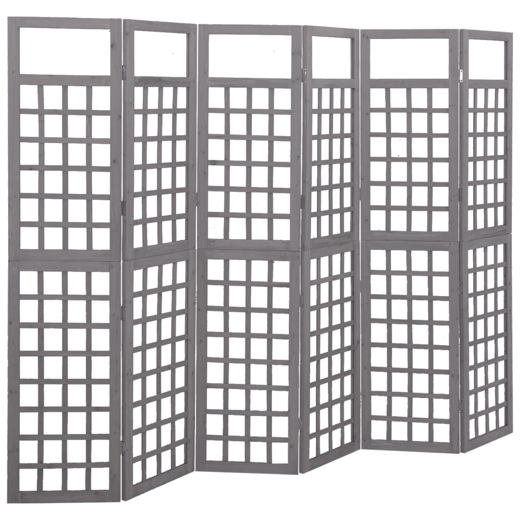 6-Panel Room Divider/Trellis Solid Fir Wood Gray 95.5x70.9