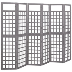 6-Panel Room Divider/Trellis Solid Fir Wood Gray 95.5x70.9