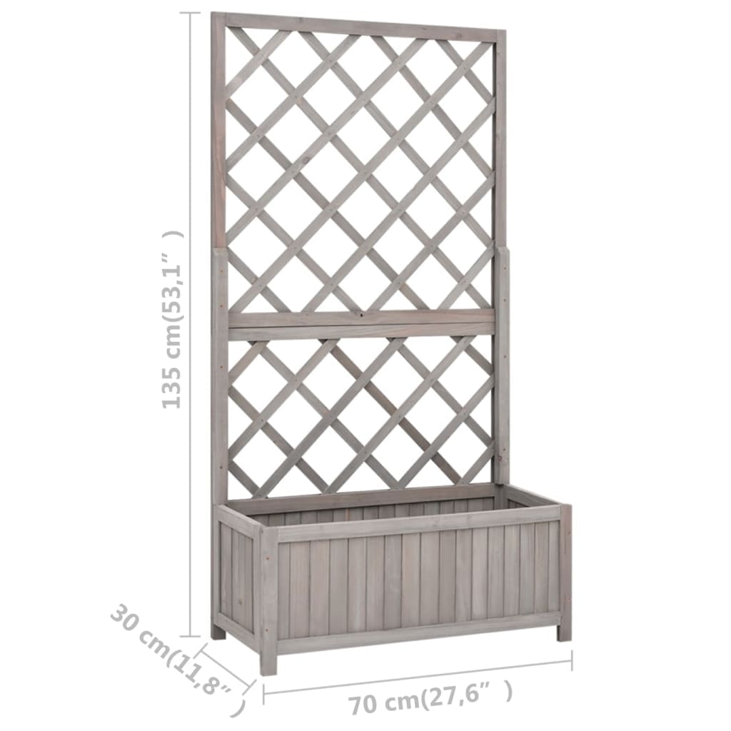 Garden Trellis Planter Gray 27.6x11.8x53.1 Solid Firwood