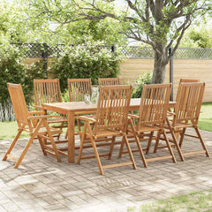 Garden Chair Set of 8 Natural Wood Solid Acacia Wood Standard
