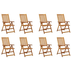 Garden Chair Set of 8 Wood Solid Acacia Wood Foldable