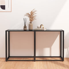 Console Table Black Tempered glass, powder-coated steel