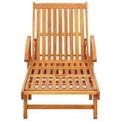 Sun Lounger Wine red cushion, Natural wood