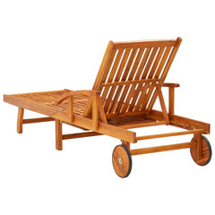Sun Lounger Wine red cushion, Natural wood