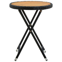 Tea Table Black PE Rattan Small Foldable Tea Table Round