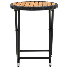 Tea Table Black PE Rattan Small Foldable Tea Table Round