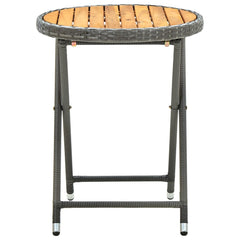 Tea Table Gray 23.6 Poly Rattan and Solid Acacia Wood