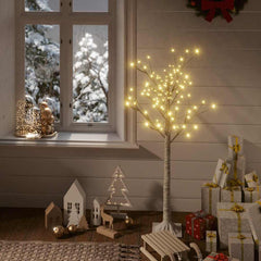 A 4ft warm white LED willow Christmas tree with 128 LEDs on lifelike branches.