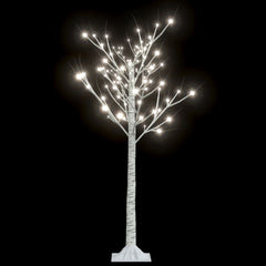 A 4ft white LED willow Christmas tree with 128 cold white lights on its branches.