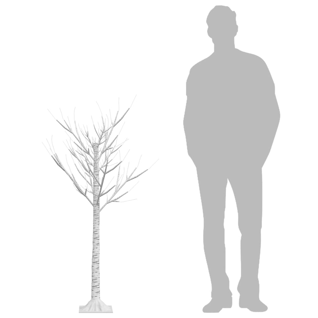 4ft LED willow Christmas tree with 128 cold white lights next to a human figure for scale.