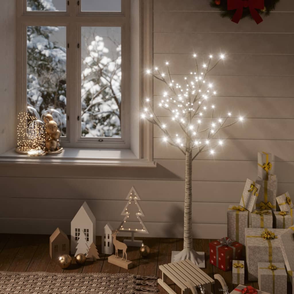 4ft LED willow Christmas tree with 128 cold white lights on realistic branches.