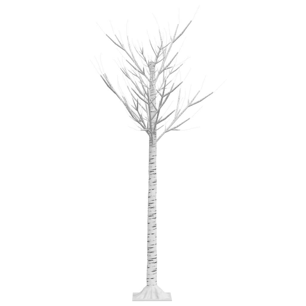 5ft white willow Christmas tree with 156 warm white LEDs on branches.