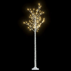 A 6ft white willow LED Christmas tree with 200 warm white lights on black background.