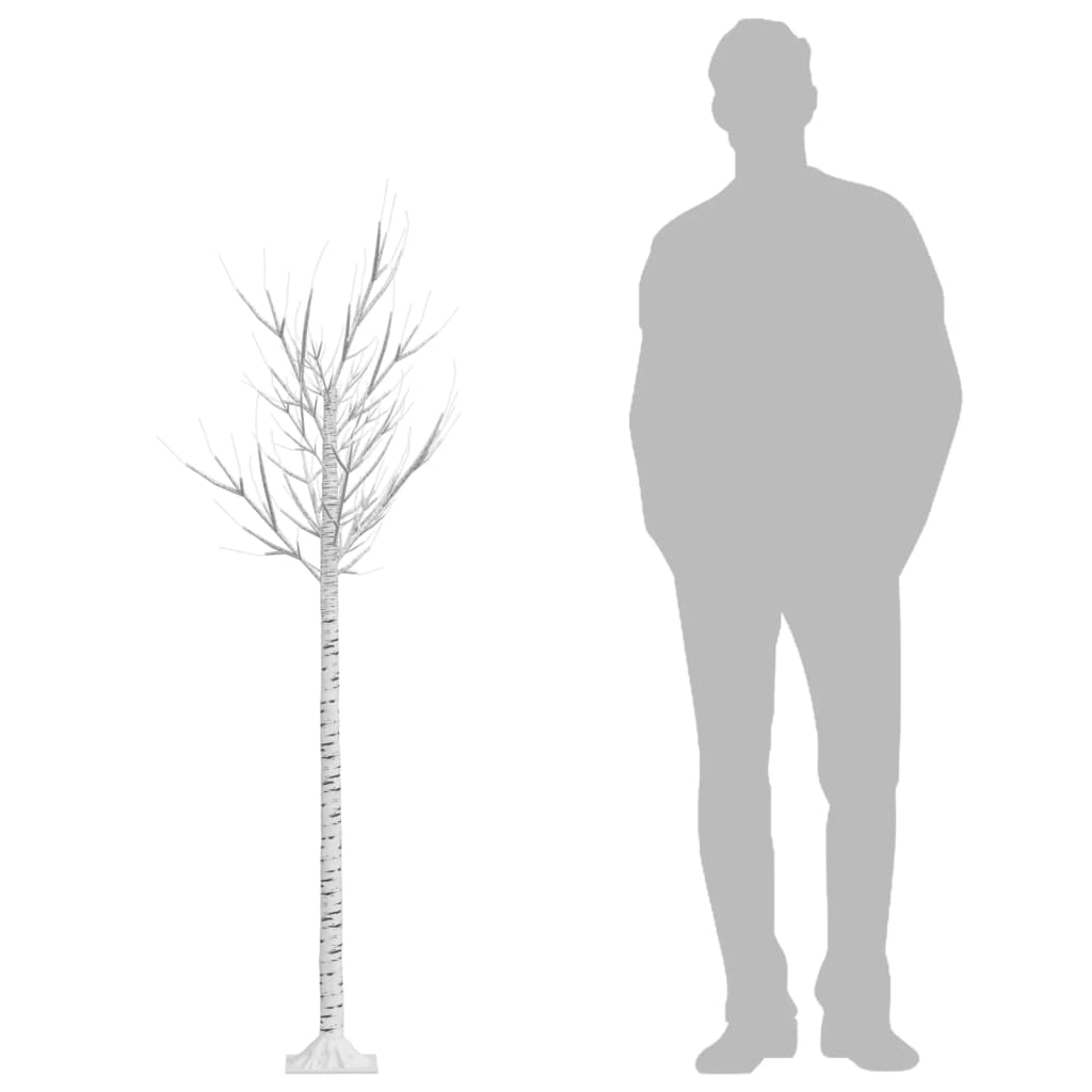 6ft warm white willow LED Christmas tree with 200 LEDs next to a human figure for scale.