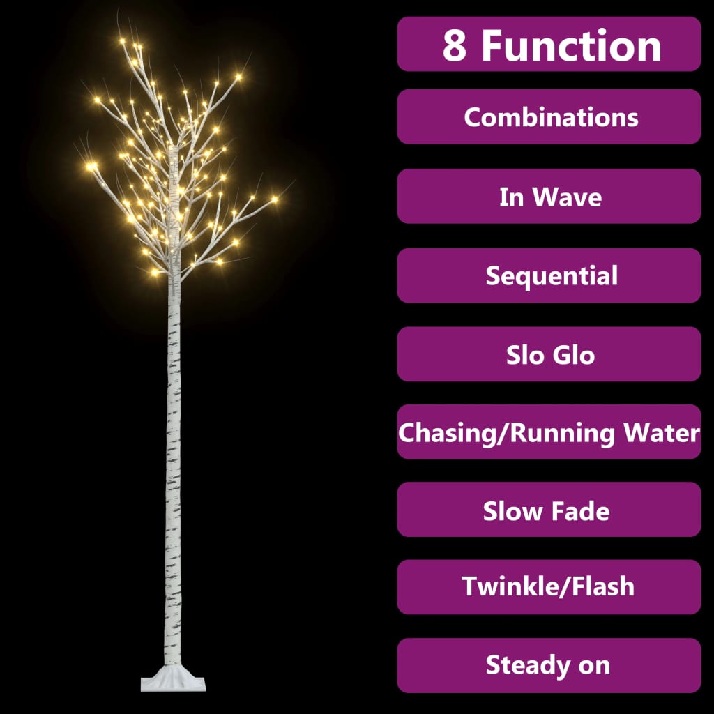 7ft warm white LED willow Christmas tree with 220 LEDs and 8 lighting modes.