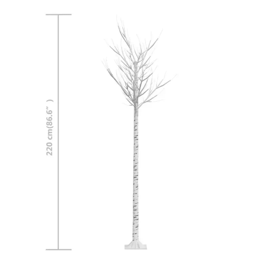 7ft warm white LED willow Christmas tree with 220 LEDs and height scale.