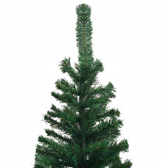 94.5-inch pre-lit artificial green Christmas tree with ball ornaments.
